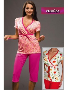Dámské viskózové pyžamo s krátkým rukávem růžové