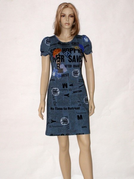 Šedé úpletové šaty se vzorem 6413 Andrea Martiny 40