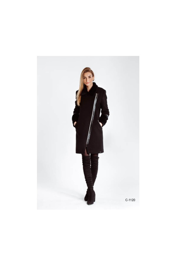 Černý vypasovaný flaušový kabát 1120 Andrea Martiny 40