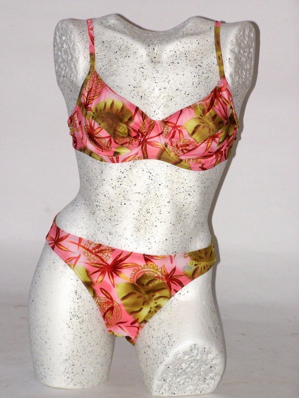 Dámské dvoudílné plavky s kosticí růžové 4304 Trico line S, M, L
