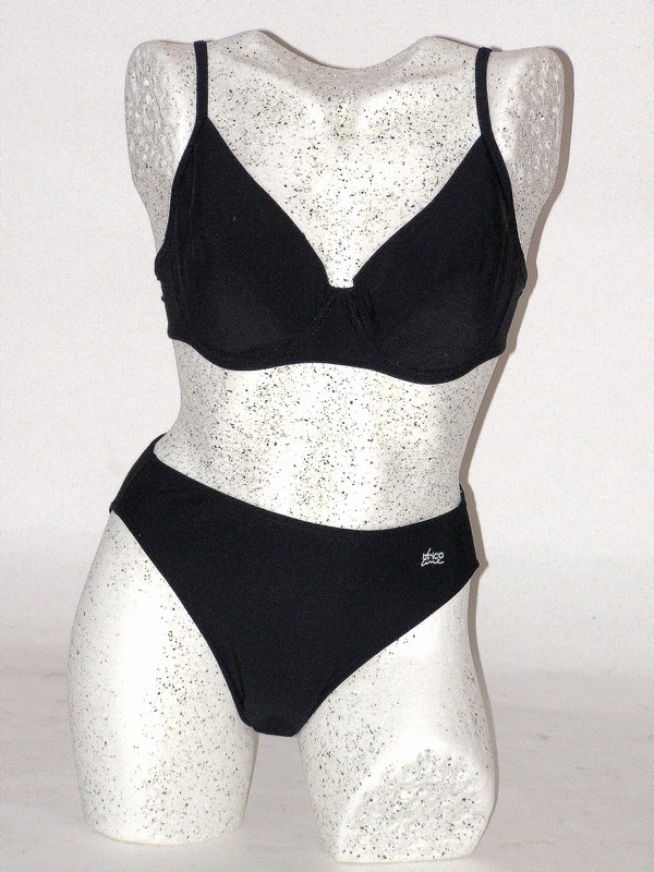 Dvoudílné plavky s kosticí a jemnou výztuží černé Trico line S, M košíčky D