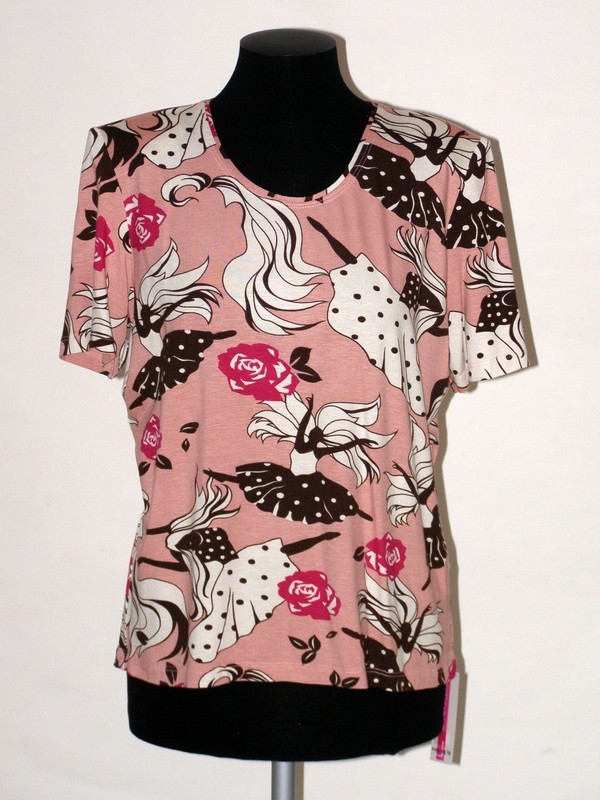 Dámské elastické viskózové tričko růžové Lena Styl 44