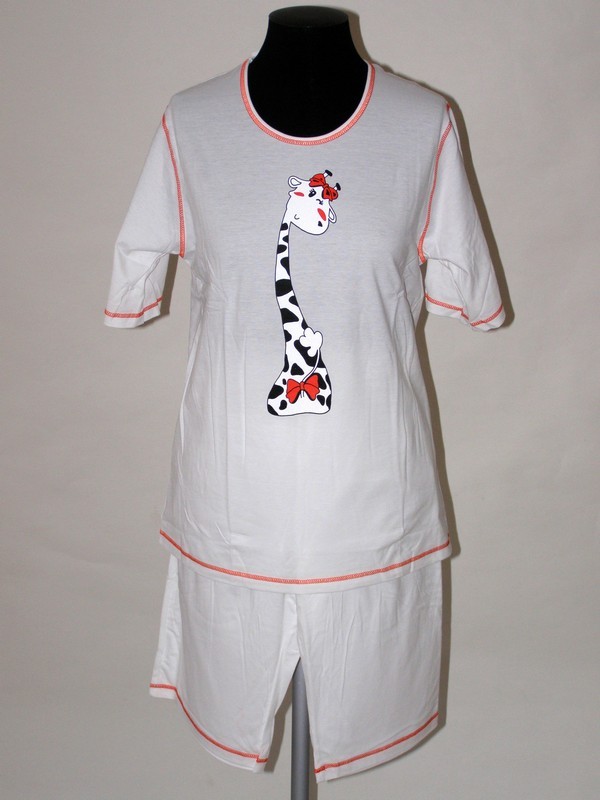 Dámské bavlněné pyžamo Prako bílé s žirafou