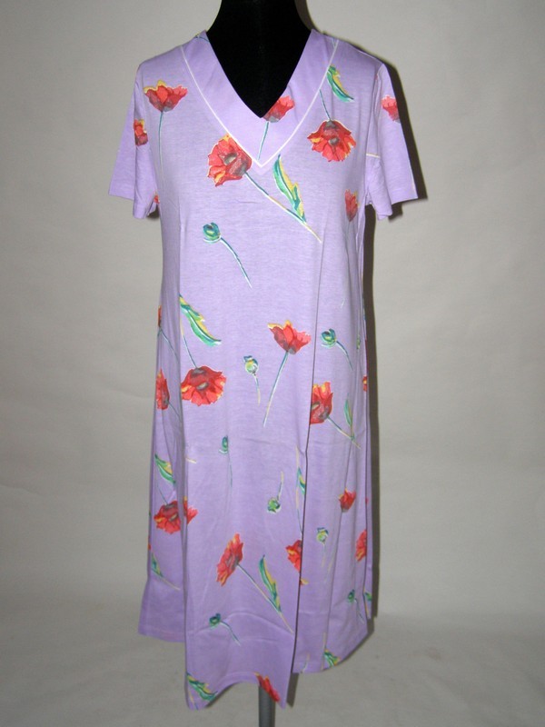 Dámská fialová bavlněná noční košile s krátkým rukávem Marisa 46