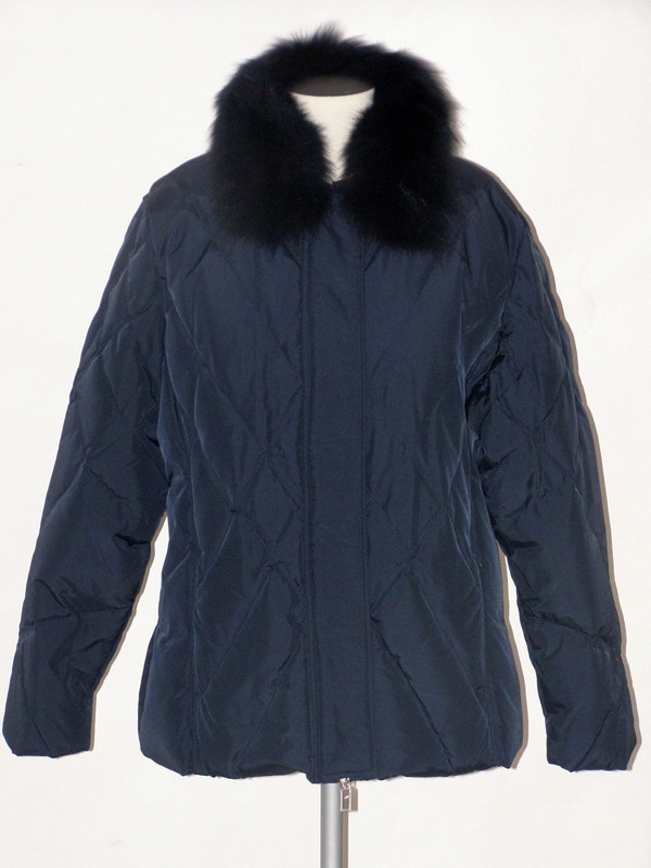 Dámská péřová bunda s límečkem 9104 Veltex modrá 48