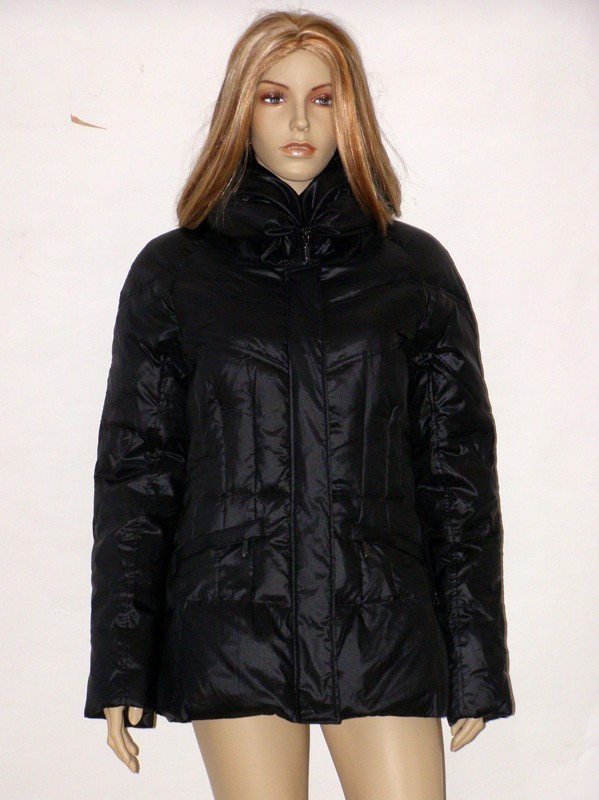 Černá péřová elegantní bunda s páskem FI5226 Veltex M, L, XL