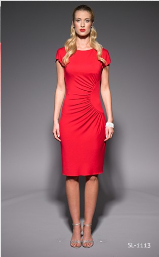 Červené letní šaty s krátkým rukávem 1113 Andrea Martiny 44, 46