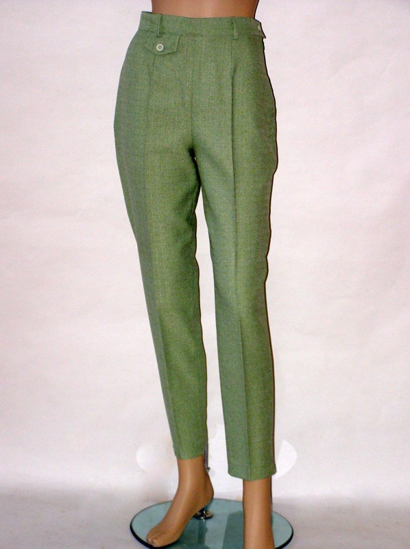 Zelené úzké kalhoty do pasu 8010 Izabela 44, 46