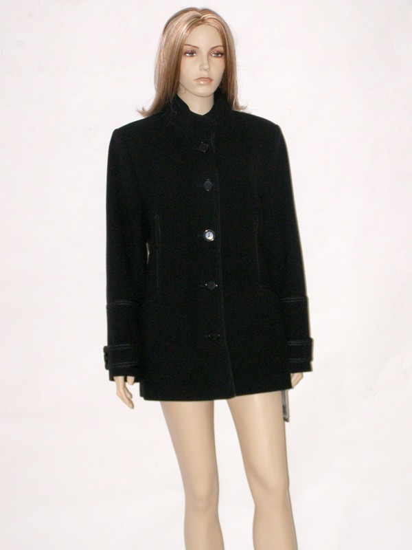 Černý flaušový kabátek se stojáčkem 0613 Andrea Martiny 46