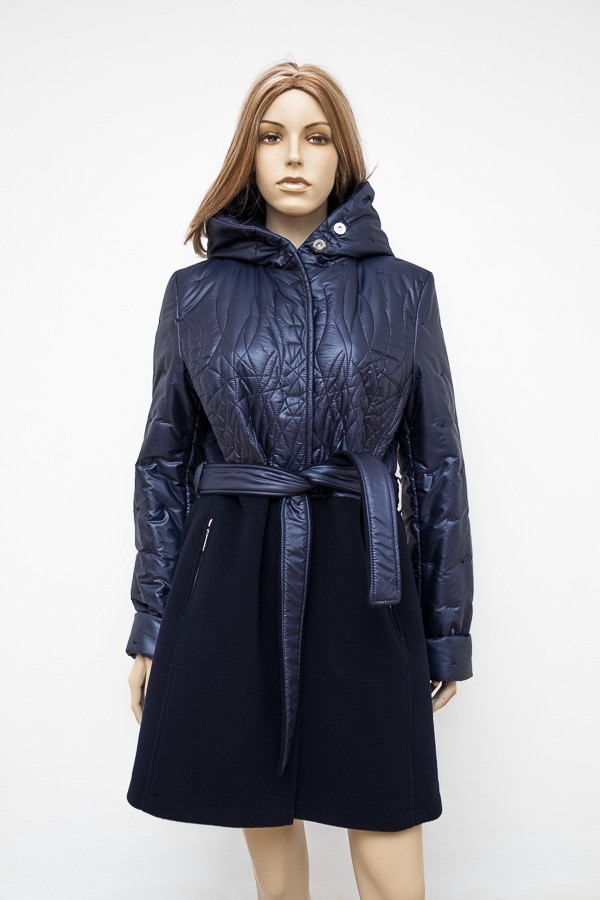 Tmavě modrý kabát s kapucí 0716 Andrea Martiny 44