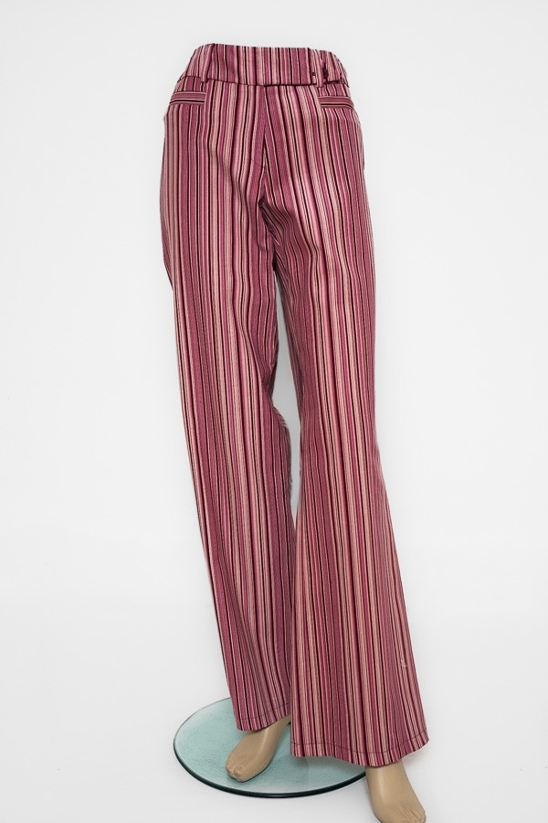 Růžové proužkové kalhoty 3105 Andrea Martiny 40