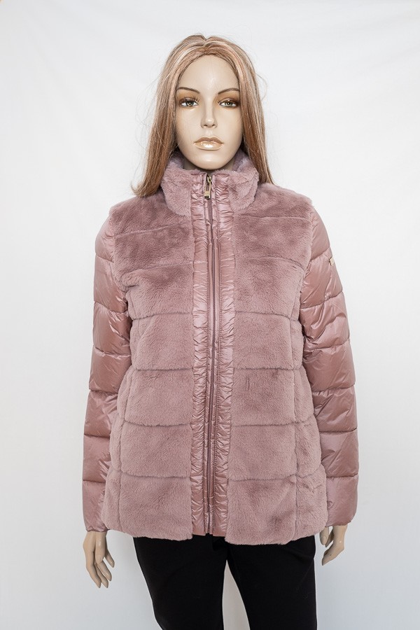 Růžová zimní bunda se stojáčkem 1641 Veltex 36