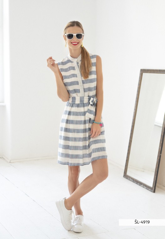 Modré pruhované letní šaty 4919 Andrea Martiny 40