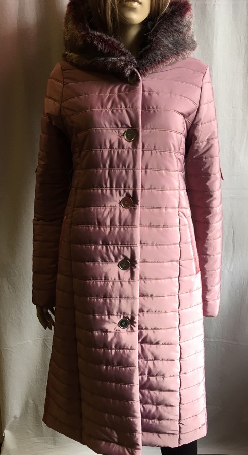 Růžový prošívaný kabát s kapucí 0219 Andrea Martiny 38