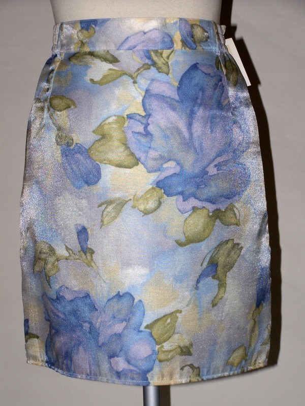 Modrá květovaná úzká sukně 600702 Izabela 40